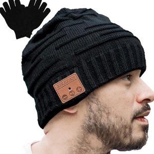 Black Bluetooth Beanie Hat with Gloves
